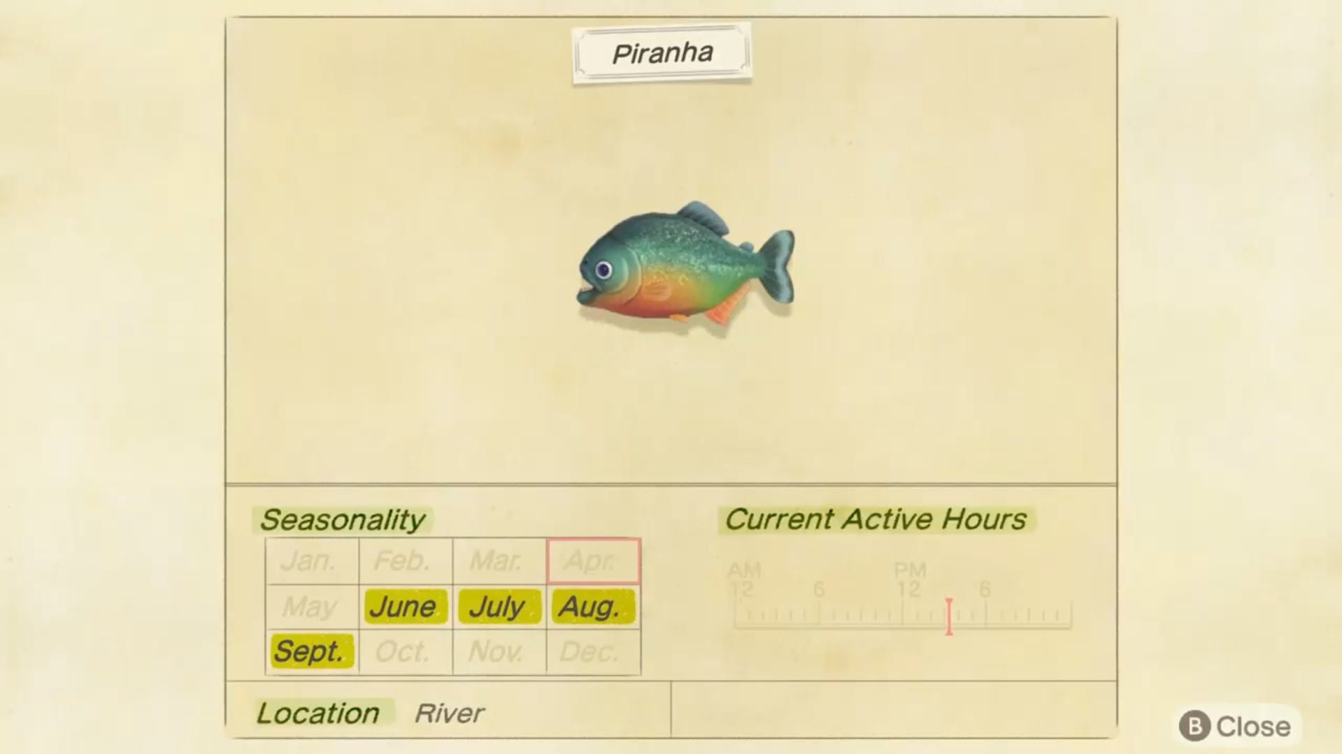 Animal Crossing New Horizons Piranha: How to Catch, Seasonality, Sell Price