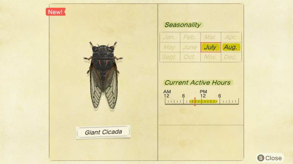 Animal Crossing New Horizons Giant Cicada: How to Catch, Location, Sell