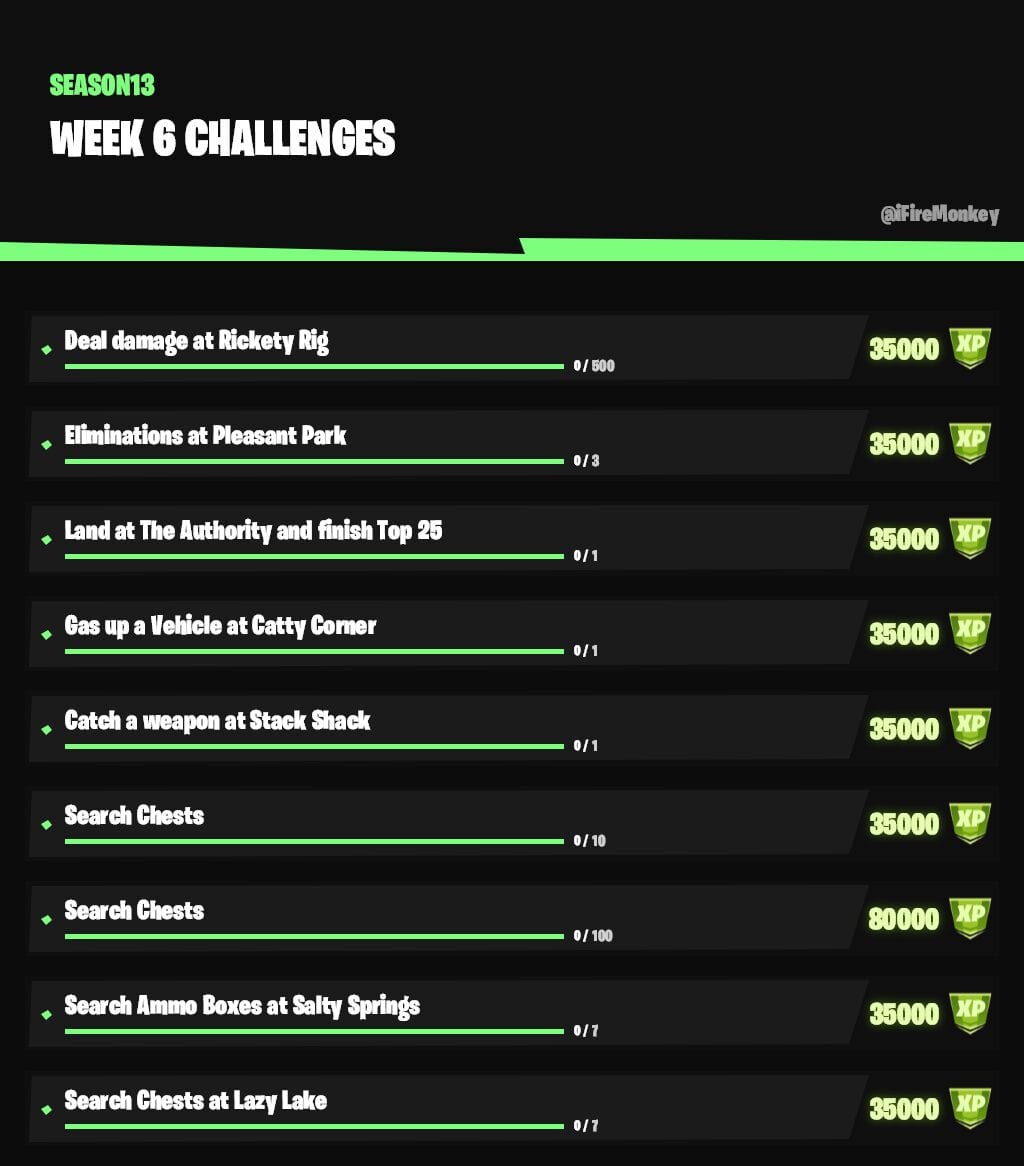 Fortnite Chapter 2 Season 3 Week 6 Challenges List