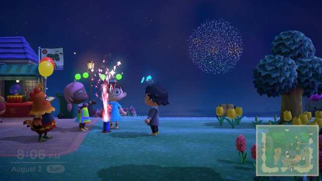 animal crossing new horizons fountain fireworks