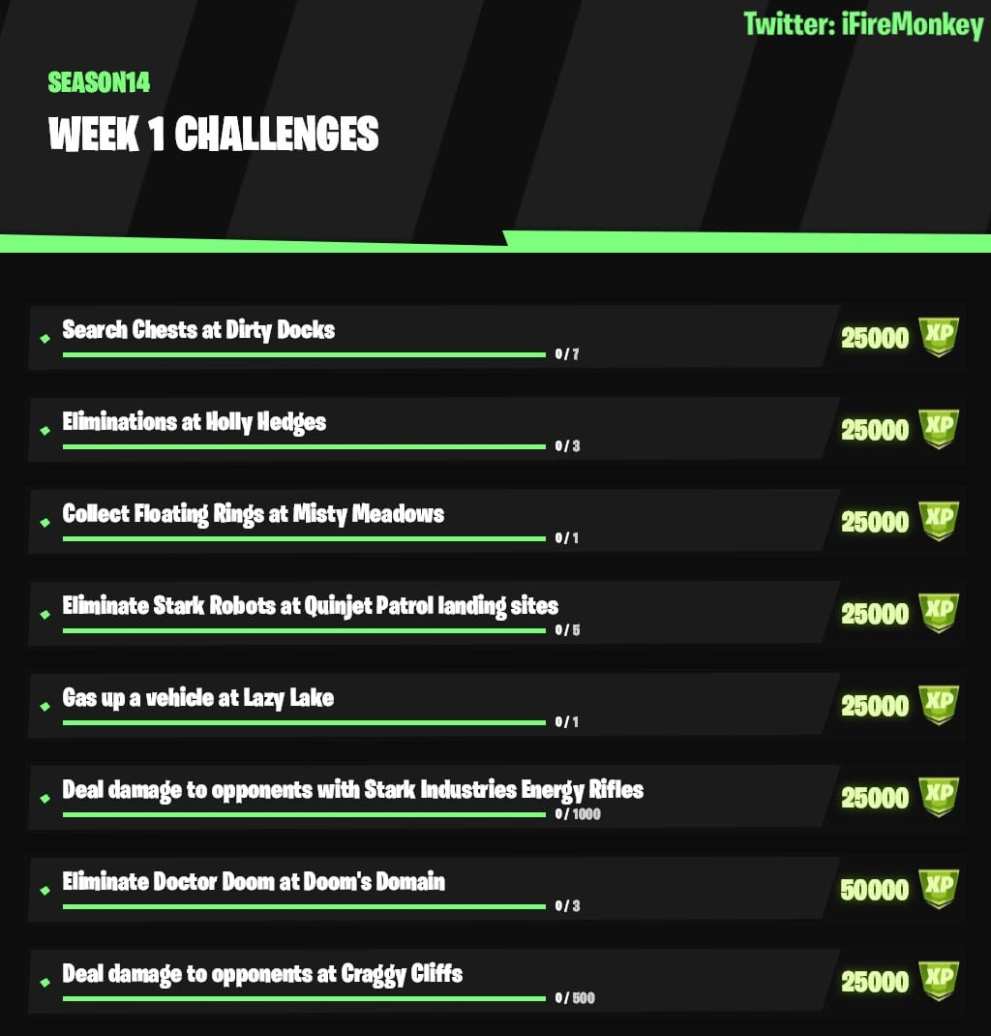 fortnite chapter 2 season 4 week 1 challenges, fortnite week 1 challenges