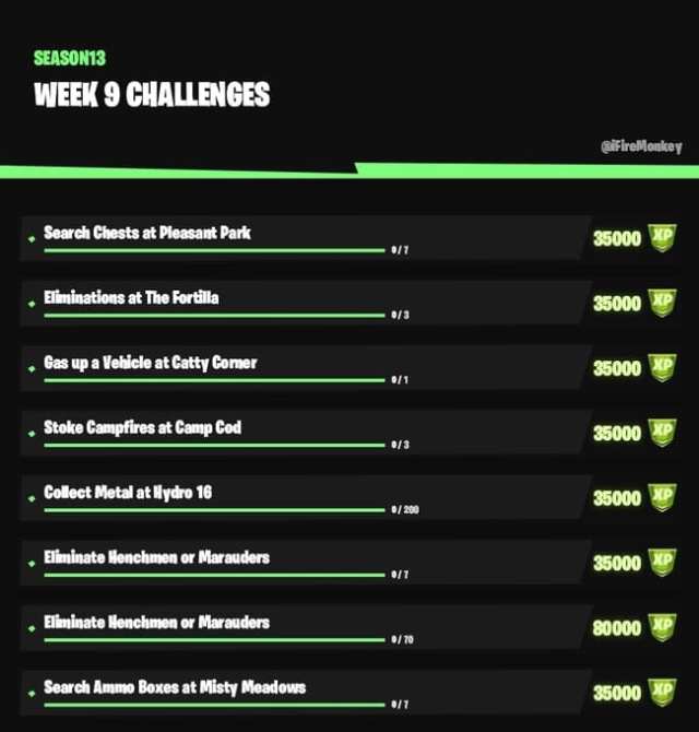 fortnite week 9 challenges
