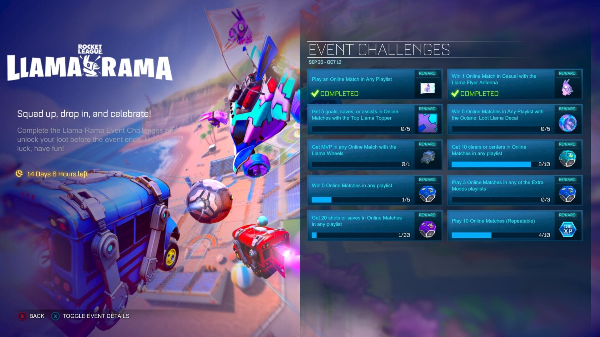 rocket league llama rama challenges