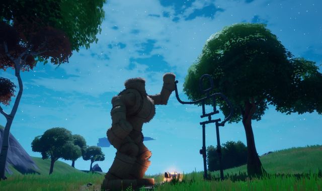 Emote as groot at a friendship monument in fortnite