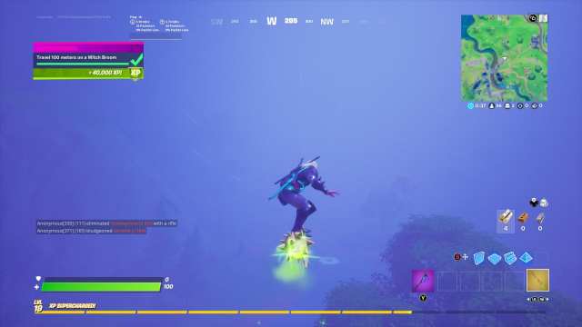 Travel 100 meters on witch broom in fortnite