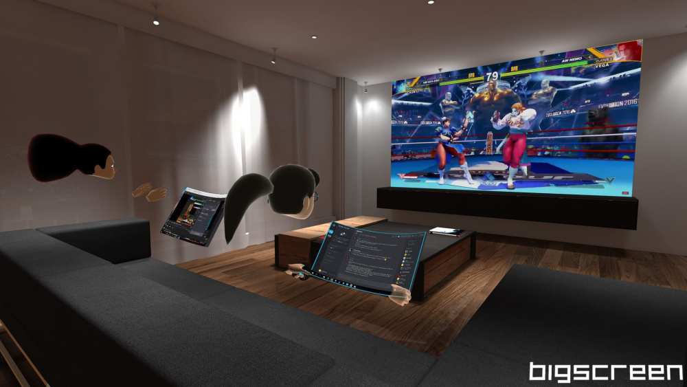 Users streaming a regular game through Bigscreen Beta on Oculus Quest