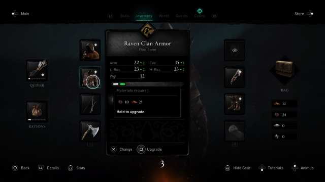 assassin's creed valhalla, upgrade weapons, upgrade armor