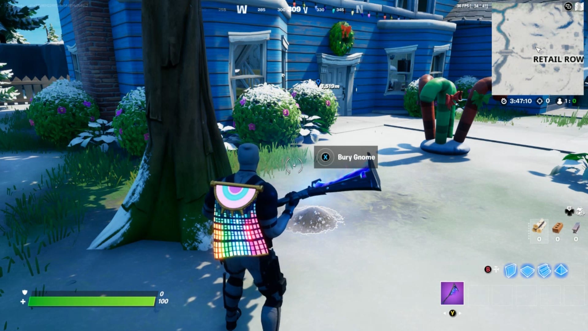 Fortnite Where to Bury Gnomes in Pleasant Park Retail Row