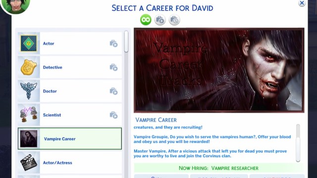 Vampire career mod Sims 4