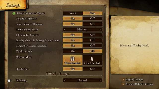 bravely default 2 change difficulty