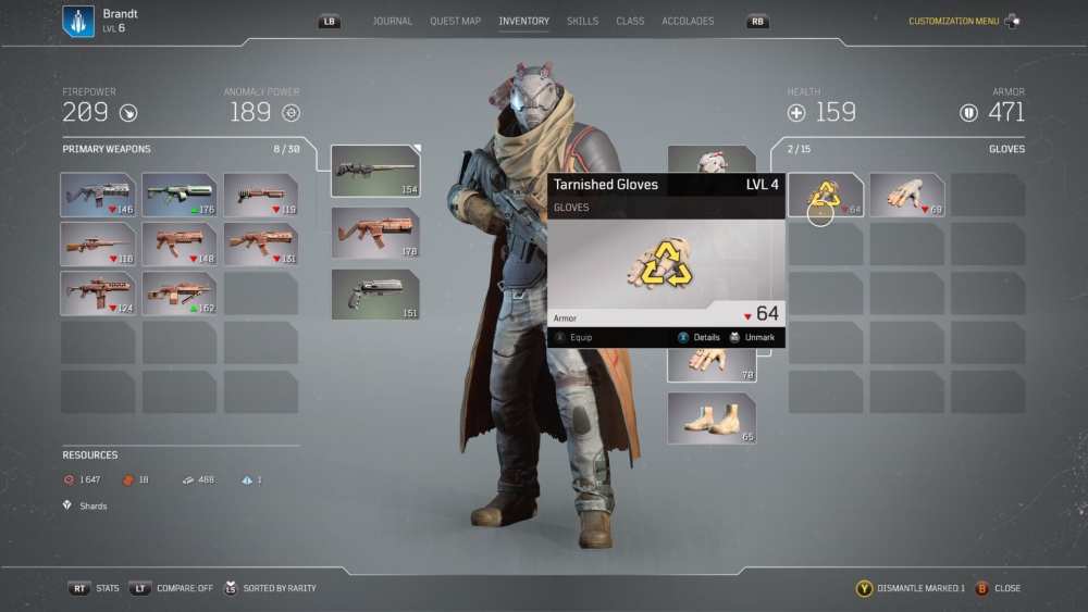 Outriders How to Dismantle Weapons & Armor