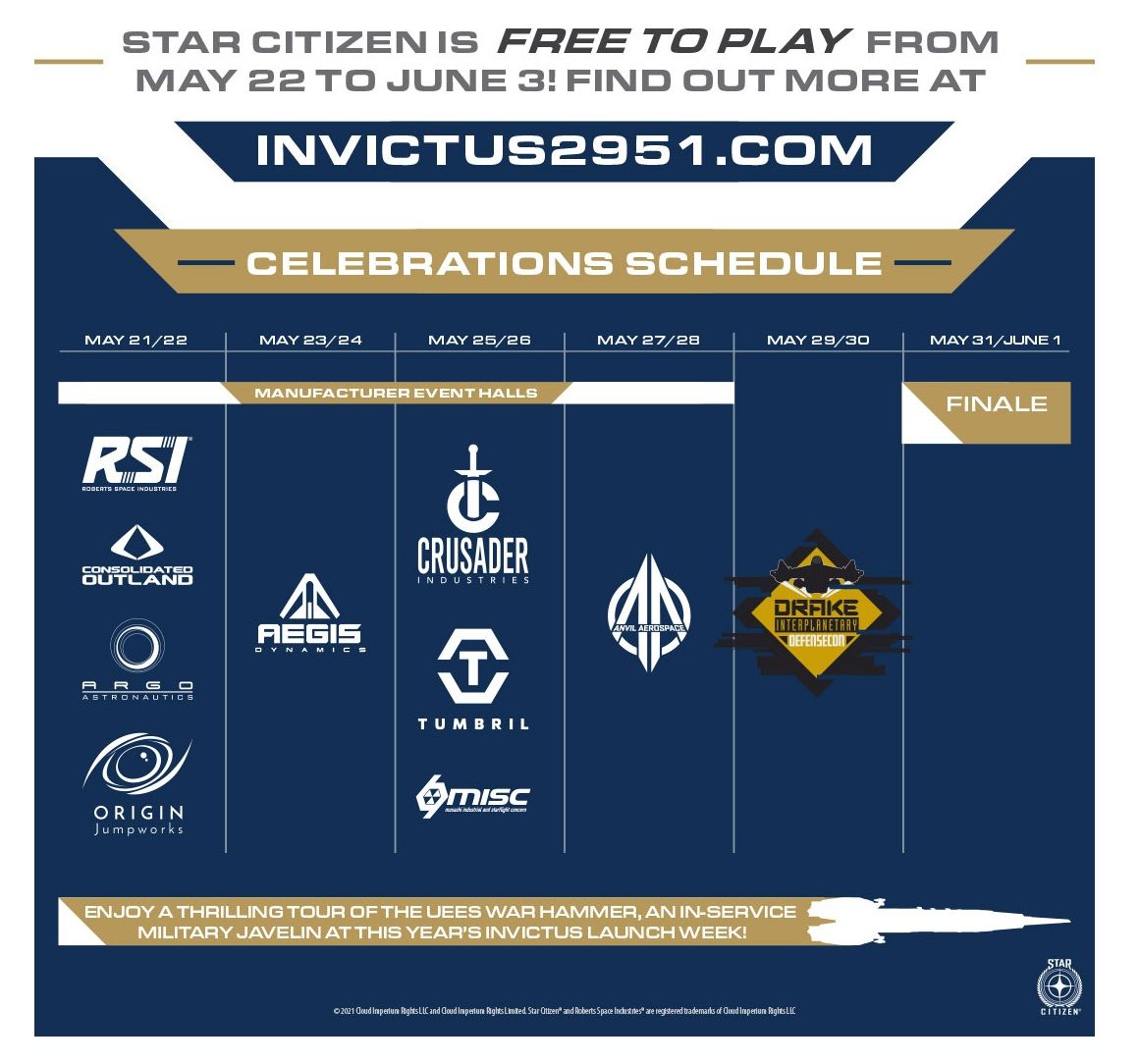 Star Citizen Announces Invictus Launch Week Free Fly Event; Javelin