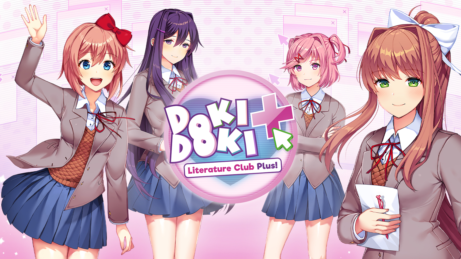 Включи доки доки. Доки доки плюс Моника и Сайори. Doki Doki Plus. Doki Doki Literature Club. DDLC Plus обложка.