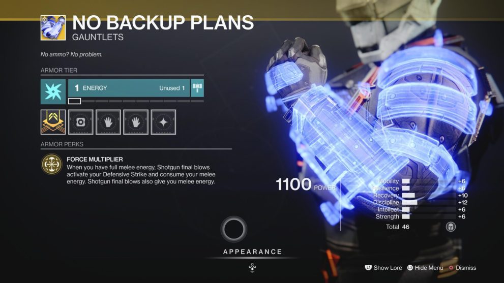 destiny 2 no backup plans exotic gauntlets