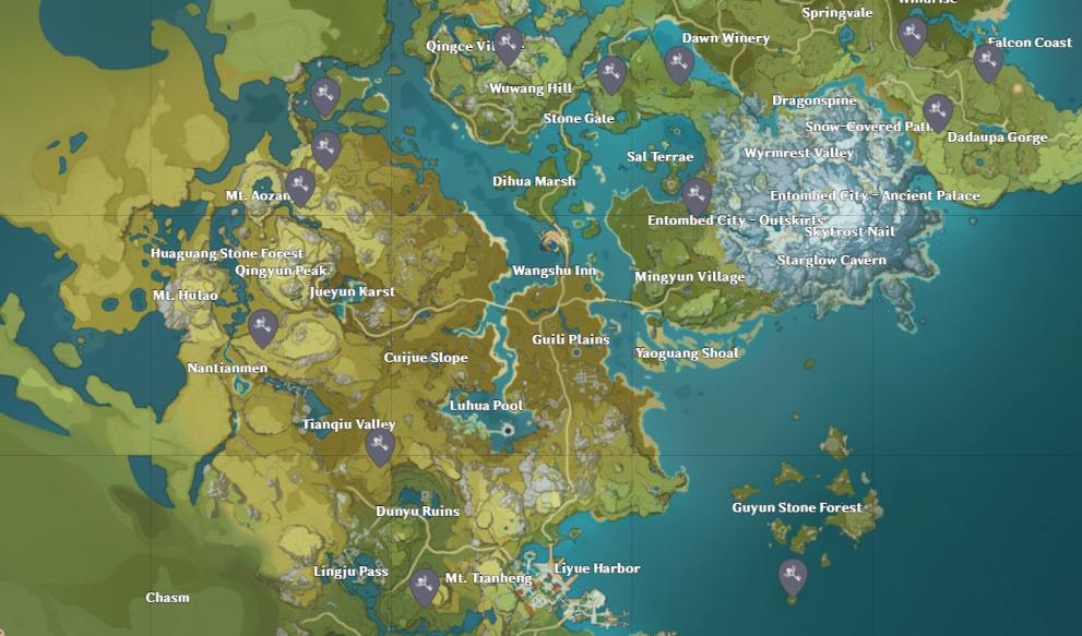 Genshin Impact Liyue Shrine of Depths Map