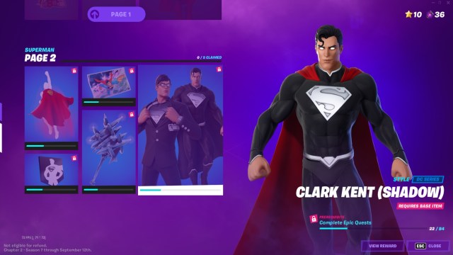 fortnite shadow clark kent and superman skins