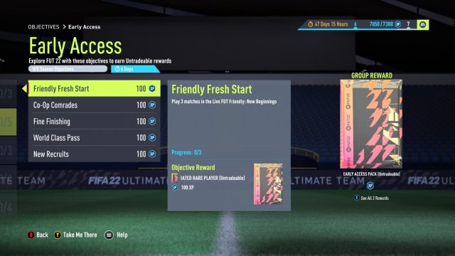 Fifa 22 early access objectives, fifa 22 early access pack