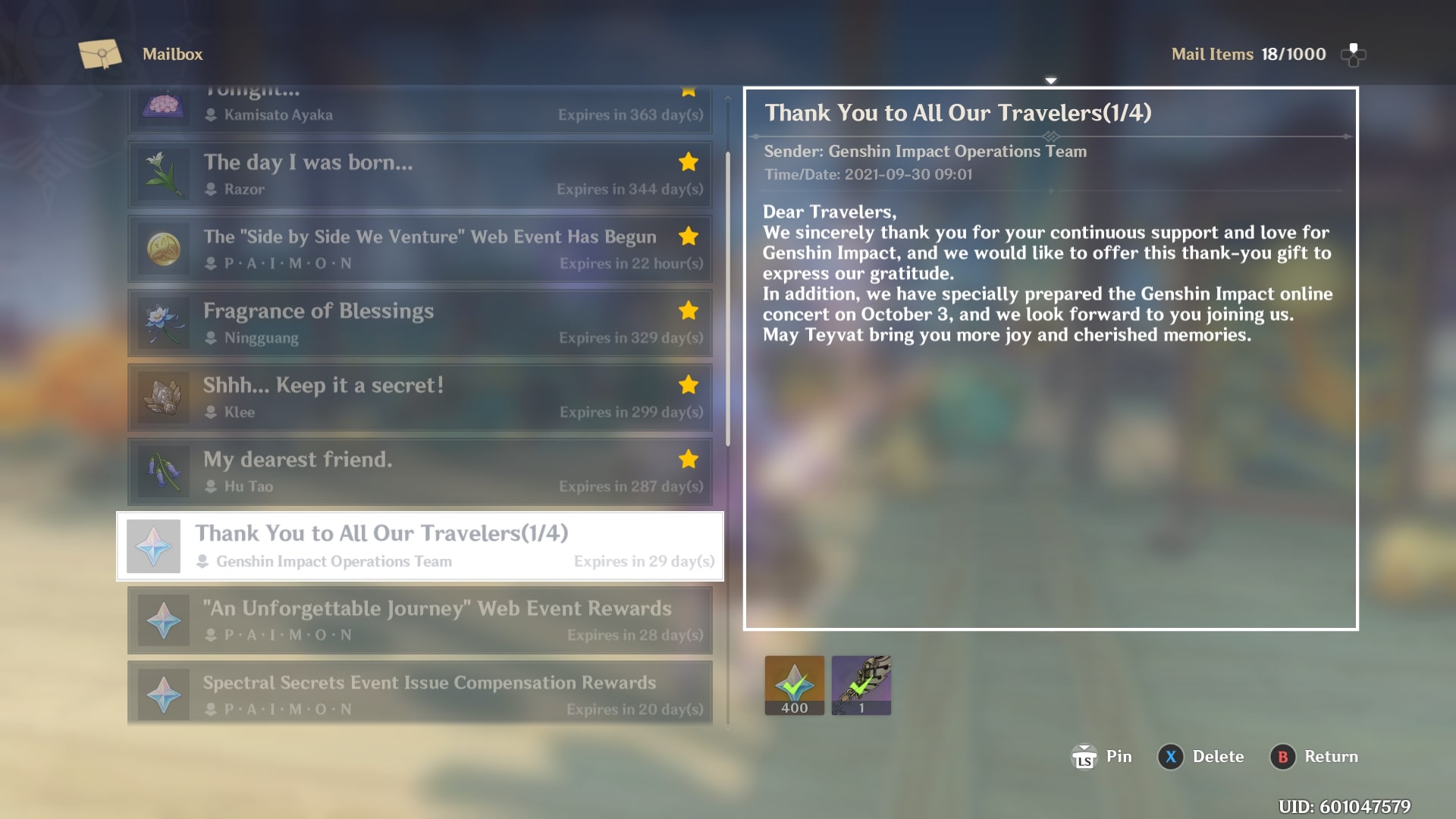 Genshin Impact How to Get Wings of Shimmering Galaxy Anniversary Glider