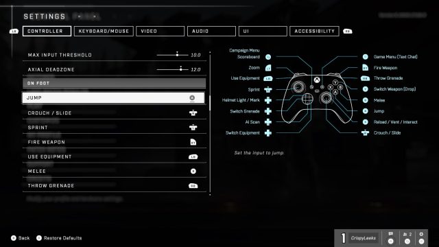Rebinding controls in Halo Infinite