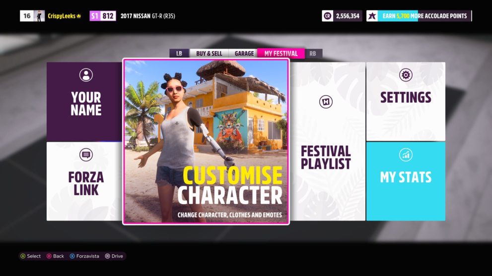 forza horizon 5 customize character screen