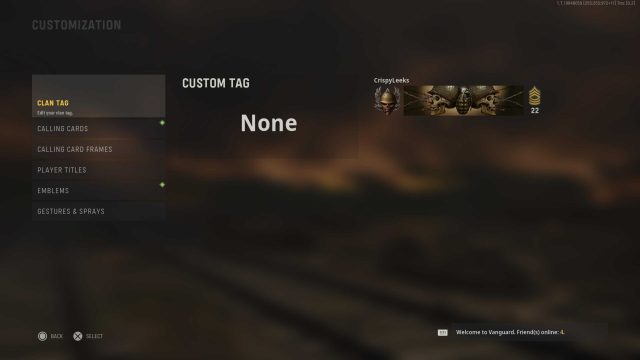 how to get colored clan tag cod vanguard