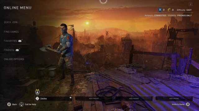 Co-op Multiplayer in Dying Light 2 Online Menu