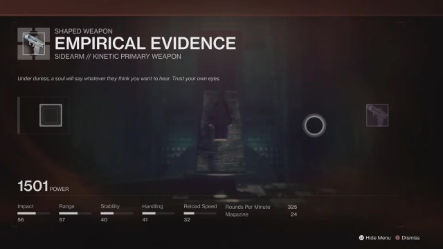 crafting empirical evidence weapon for destiny 2 report relic data quest