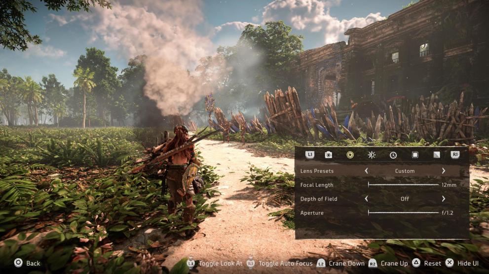 the photo mode settings in Horizon Forbidden West