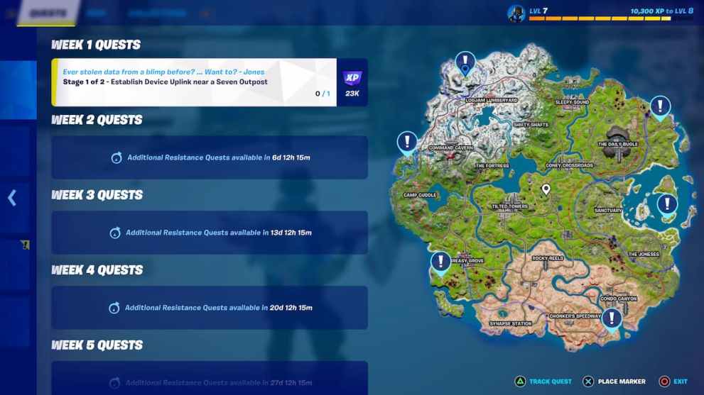 Fortnite Chapter 3 Season 2 Establish Data Uplink Seven Outpost Map