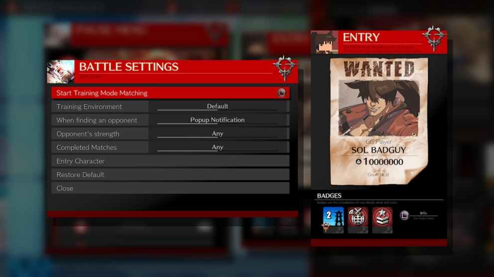 Guilty Gear Strive match settings