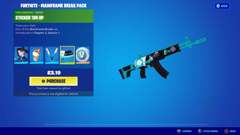 sticker 'em up wrap, fortnite mainframe break pack 