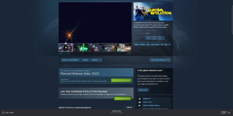 how to sign up to gundam evolution beta on Steam