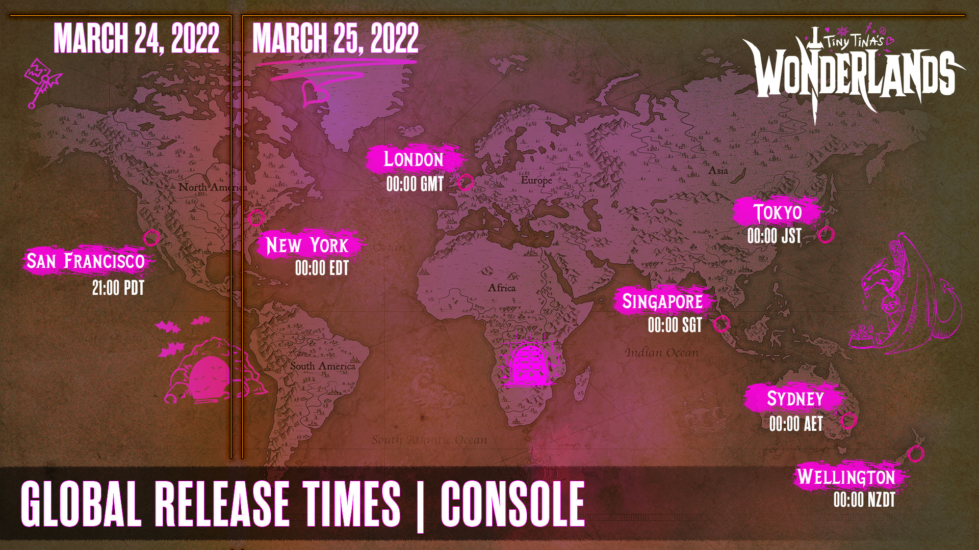 tiny tina's wonderlands console release times