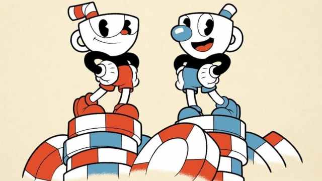 Two Cuphead characters stood together.