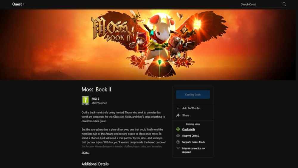 moss book 2 oculus store page