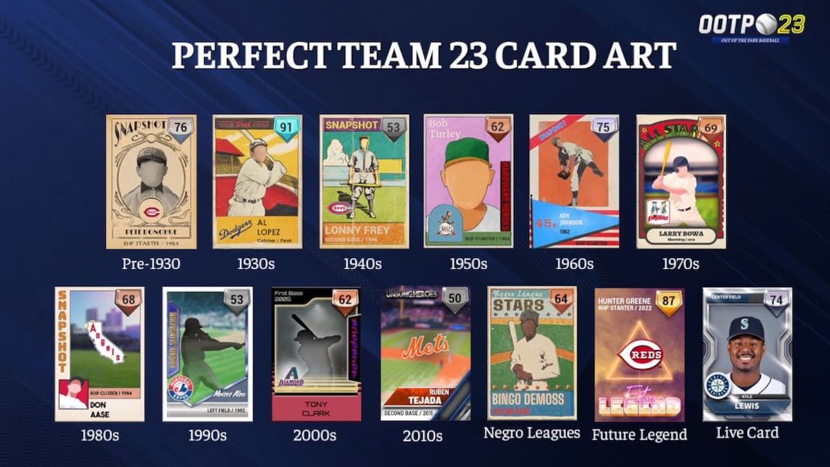 Out of the Park Baseball 23 Perfect Team Card Art for Pre-1930 through Live Cards
