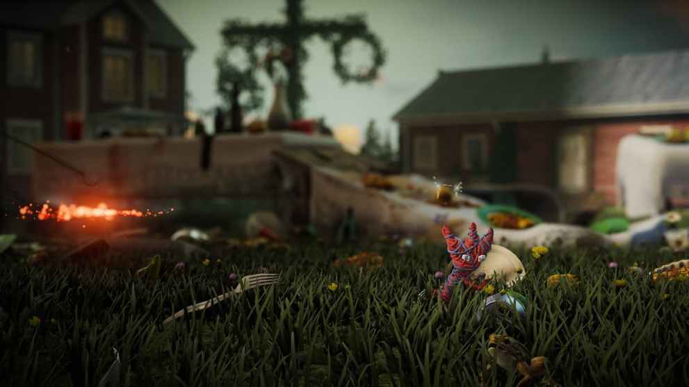 A loom-looking playable character in Unravel Two.