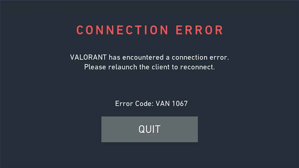 How to Fix Valorant VAN 1067 Error Code