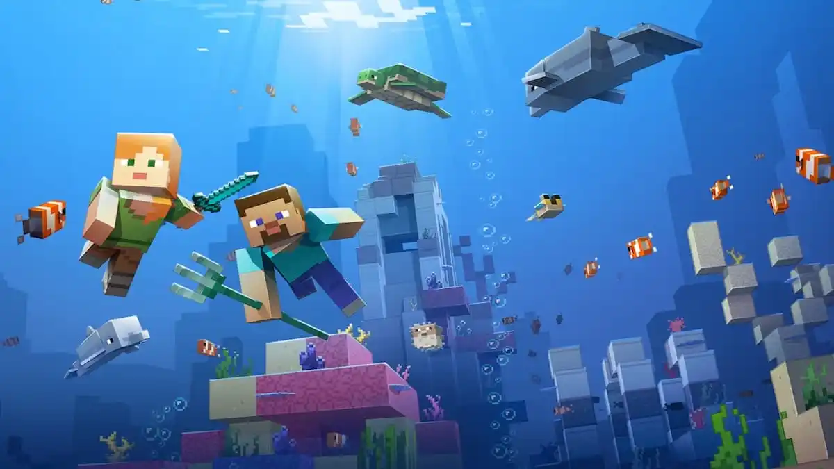 Minecraft characters in the ocean