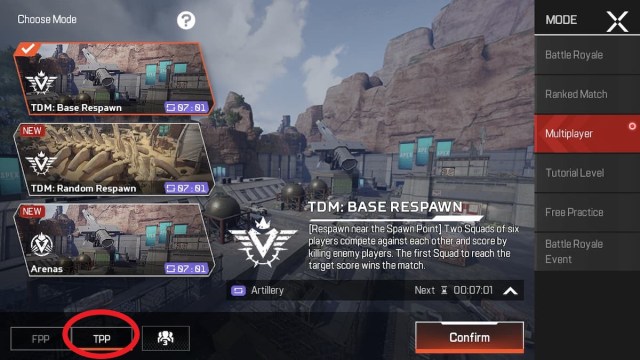 Apex Legends Mobile game modes screen