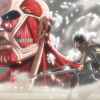 eren Yeager and the Colossal Titan on Attack On Titan