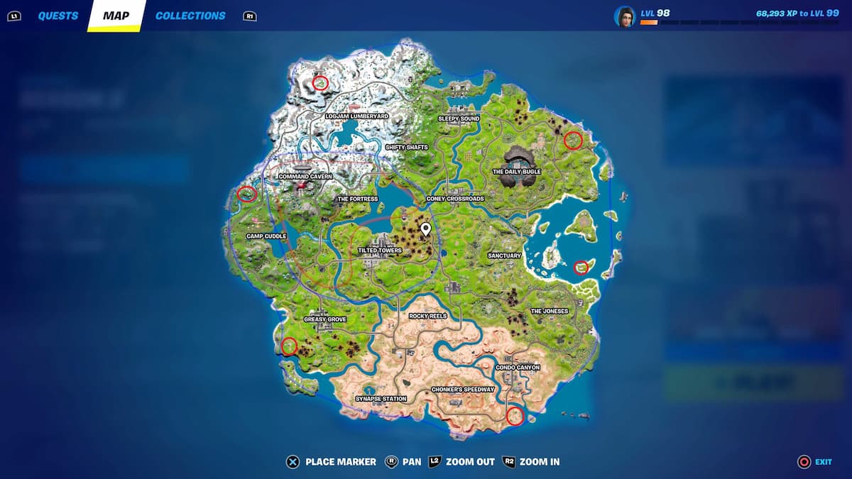 Map of Helicopter Locations in Fortnite Chapter 3 Season 2