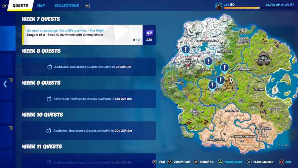 Map of Locations to Swap IO Munitions