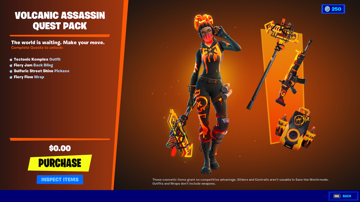 Volcanic Assassin Quest Pack Item Shop Purchase Page