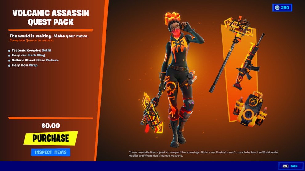 Volcanic Assassin Quest Pack Item Shop Purchase Page