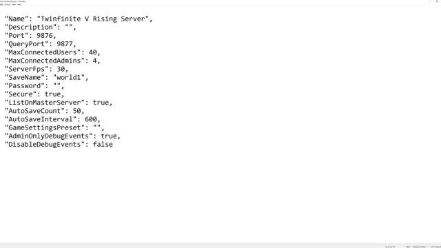 V Rising server settings
