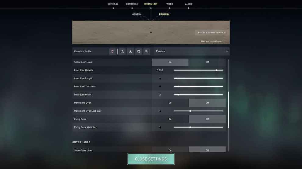 Valorant Settings Menu