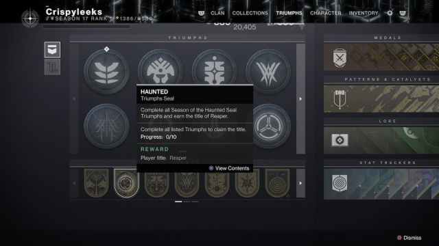 haunted triumph seal in destiny 2