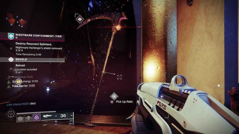 the scythe in a nightmare containment mission in destiny 2