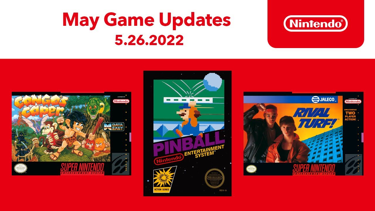 may 2022 nintendo switch online game update nes pinball snes rival turf congo caper
